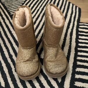 Ugg Kids Gold Glitter Boots Size 1 Gold